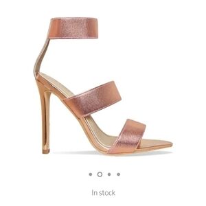 Rose Gold Metallic Heels with Elastic Straps